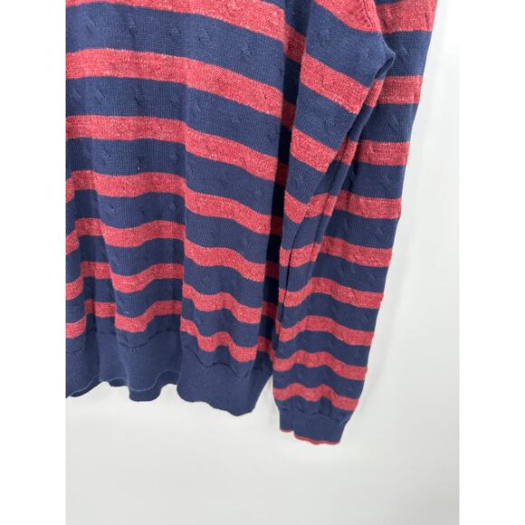 Joseph A Bank Blue Red Striped Cotton Sweater Pullover Mens Size Large - Picture 3 of 5